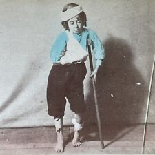 Antique 1880s Boy Injured By 4th Of July Gunpowder Stereoview Photo Card V3293 picture