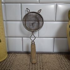 Vintage Hand Held Canning Strainer with Wood Handle Primitive Kitchen Decor picture