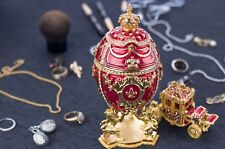 Royal Imperial Red Faberge Egg Replica : Extra Large 6.6 inch + carriage by Vtry picture