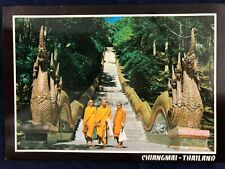 Postcard New Three Buddhist monks on Dragon staircase price is for 1 picture