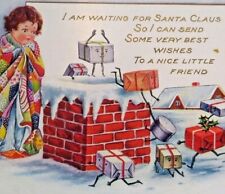 Anthropomorphic Fantasy Christmas Postcard Gifts Come Alive Jump Down Chimney picture