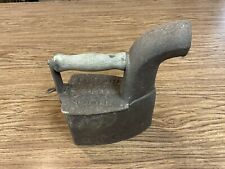 Antique Charcoal Coal Burning Cast Iron Sad Iron with Chimney & Wooden Handle picture