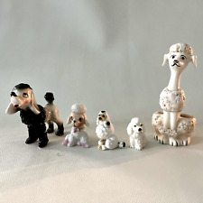 Poodle Figurines Lot of 5 VTG Japan Black & White Ceramic Miniatures Small picture