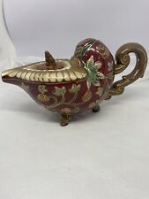 1950’s Vtg hand painted footed ceramic gold trimmed teapot by Oriental Accents picture
