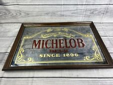 VINTAGE LARGE MICHELOB BEER MIRROR BAR SIGN RARE 1986 Wood Frame picture