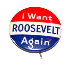 1940 Franklin D. Roosevelt FDR campaign pin pinback button political president picture