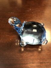 Vintage Blue Art Glass Turtle Figurine picture