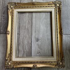 Vtg Distressed Gold leaf  Wooden Ornate Picture frame  19”x 16” picture