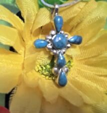 Navajo Sterling  Turquoise Cross Necklace #144 picture