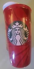Starbucks 2014 Holiday Christmas Red Ceramic Travel Tumbler Tall Cover 12 Oz picture