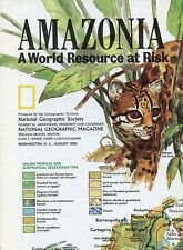 NATIONAL GEOGRAPHIC map only august 1992 AMAZONIA RISK birthdays anniversaries picture