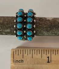 Zuni Native American Double Row Snake Eye Turquoise Sterling Ring Band Sz 6 picture