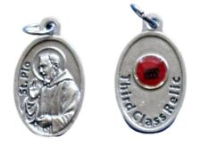 St Padre Pio Relic Medal 1 Inch Silver Tone 3rd Class Relic Pendant picture