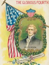 Vintage The Glorious Fourth Greetings Jefferson Declaration Embossed Postcard picture