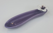Vintage Purple Porcelain Banana Shaped SMALL Trinket Dish with Raised Flower picture