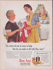 1940 Print Ad Bon Ami It's sweet of you to want to help illustration aprons picture