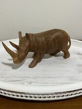 African Folk Art ~ Hand Carved Wooden Rhinoceros ~ Fabulous Wood Grain Finish picture