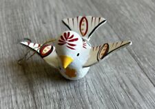 Vintage Colorful Lightweight Wood Bird Christmas Ornament Hand Painted White Red picture