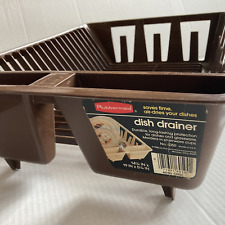 Vintage 1986 Rubbermaid 3 Compartment Dish Drainer #6050 Brown w/ Orig Tag picture