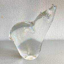 Vintage Heavy Crystal Glass Bear Figurine Small Blown Sculpture Unknown Mark picture