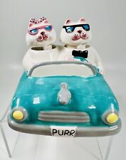 Clay Art 90’s Car With Bobble Heads Cats Salt And Pepper Shakers picture