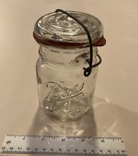 One Vintage Ball Ideal Mason Jar Clear Pint 1933-1962 Wire Bail, Lid, and Seal picture