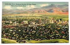 Bird's-Eye View, Business Section, El Paso Texas TX Scenic Drive Linen Postcard picture