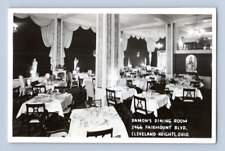 RPPC 1940'S. CLEVELAND HEIGHTS, OH. INTERIOR DAMON'S DINING ROOM. POSTCARD MM27 picture