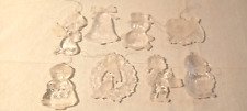 VINTAGE CHRISTMAS ORNAMENT CLEAR PLASTIC SET OF 8 VARIETY SET picture