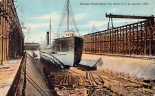 Lorain OH Ohio Dry Dock Harbor Steamer Ship Early 1900s Vtg Postcard D23 picture