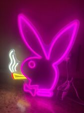 Smoking Playboy Bunny Acrylic Led Neon Sign 15 Inch Dimmable Wall Hanger picture