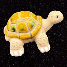 Art Pottery Turtle Figurine Tortoise Figure Green Spotted Brown Shell 2.5”W 1.5” picture