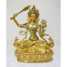 Handmade Golden bronze Manjushri Buddhism Divinity buddha statue Auspicious picture