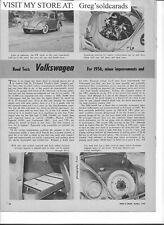 Original 1956 Volkswagen Beetle 2 page Road Test, like a print ad picture