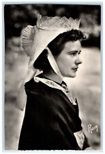 c1940's Dinan Headdress Au Pays Breton Cotes Du Nord France RPPC Photo Postcard picture