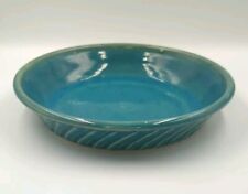 Turquoise Ceramic Pottery Pie Pan Signed Jenny Hughes picture