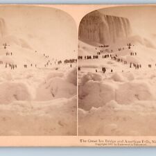 1901 Niagara Falls, American Great Ice Bridge Winter Stereoview Real Photo V29 picture