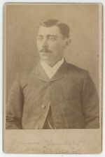 Antique Circa 1880s ID'd Cabinet Card Handsome Man Suit Mustache Baltimore, MD picture