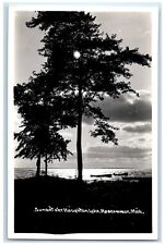 c1940s Sunset Houghton Lake Roscommon Michigan MI Boat Scene RPPC Photo Postcard picture