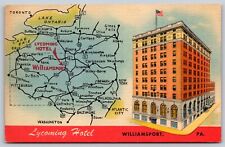 Postcard Lycoming Hotel, Williamsport PA linen V143 picture