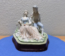 Tengra ? Figurine Courting Couple Loving Couple Wood Base Hand Made in Spain picture