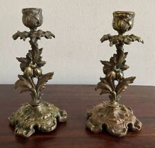 Gorgeous Pair Of Vintage /antique Ornate Brass Candlesticks- Made In Italy picture