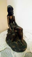 Antique KBW Kathodian Bronze Clad Nude Lady Bust Art Statue Goose Bird Bookend picture
