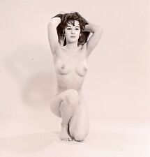 Vintage 1950s Black Haired Kneeling Amateur Nude Negative Pin Up Girl picture