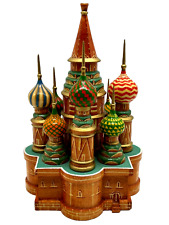 St Basils Cathedral Onion Dome Church Vtg 70s Russian Federation Wooden Figurine picture