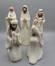 2004 Nona Bailey Kurt Adler Porcelain Nativity Figurines 5 Bisque Gold Accents  picture