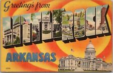 Vintage LITTLE ROCK Arkansas Large Letter Postcard Colourpicture Linen - Unused picture