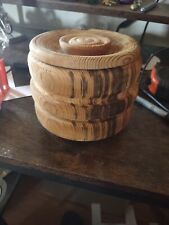 Vintage Solid Wood Wooden Bowl With Lid, Trinket Bowl, 4