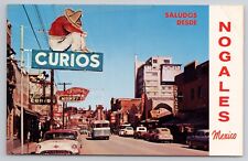 Postcard Sonora's Main Shopping Street Nogales Mexico Greeting Cars Bus Stores picture