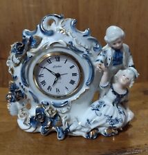 Vintage Linden Genuine Porcelain China Shelf Clock Colonial Man And Women picture